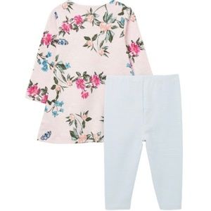 JOULES Girls CHRISTINA DRESS AND LEGGING SET- PINK FLORAL: 9-12 MONTHS